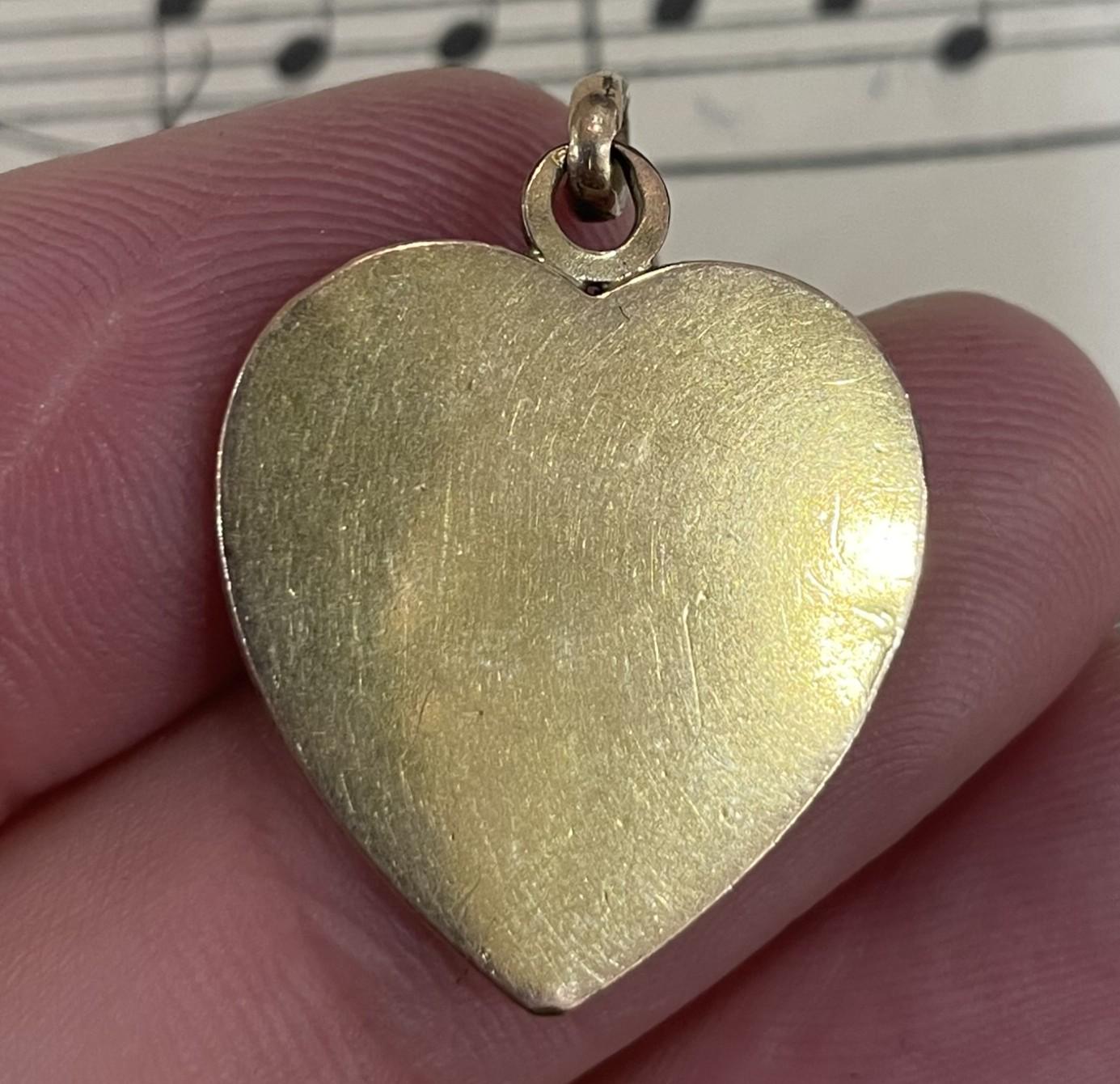 Antique French Art Nouveau Gold-Filled Miraculous Madonna Heart Religious Medal c1920