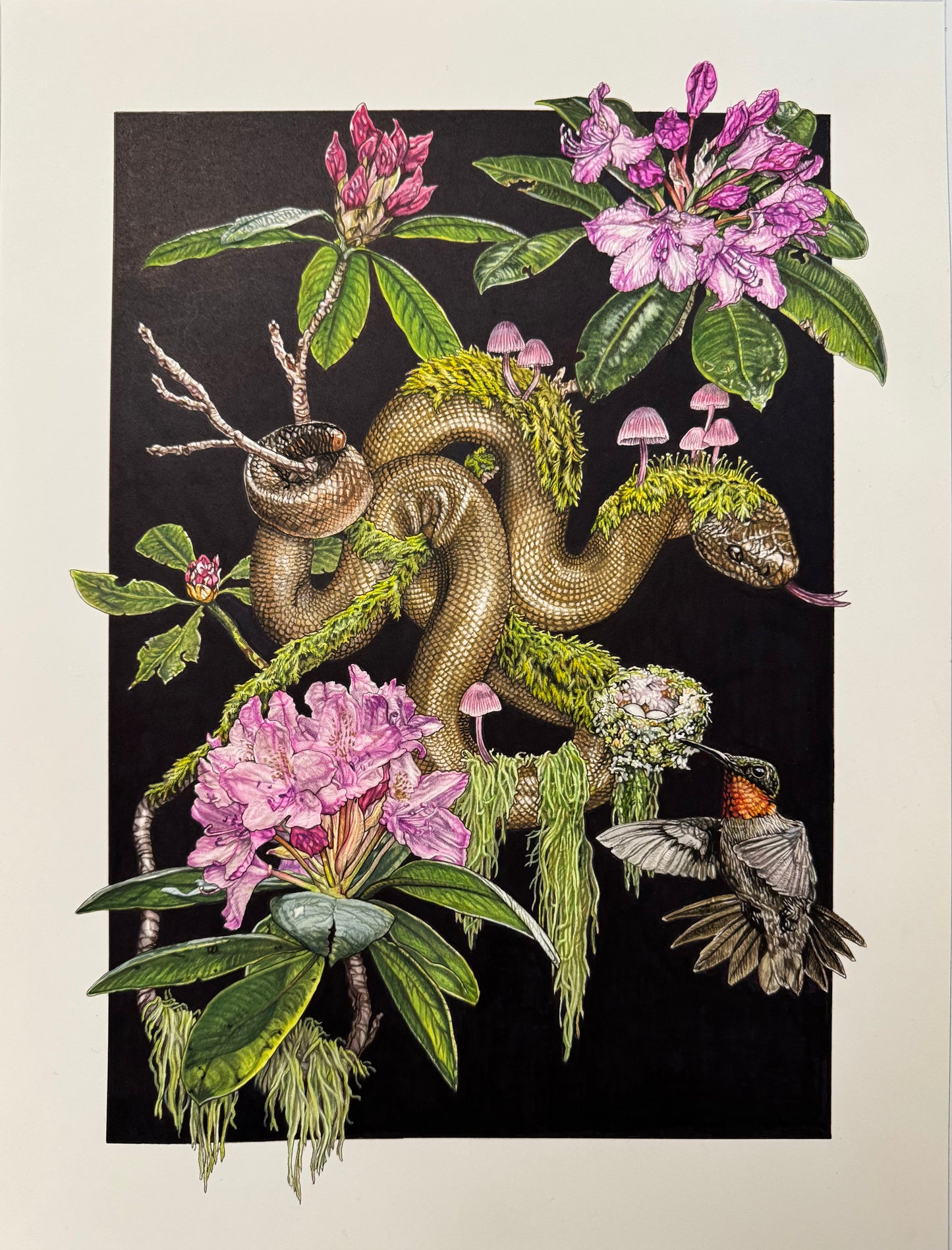 An Unhurried Mind - Gouache and Ink on Watercolor Paper Original Painting