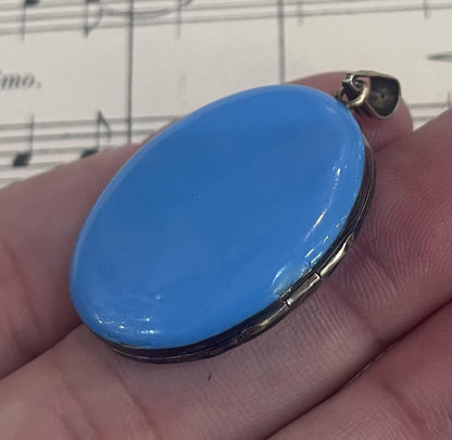 Rare Antique French Art Nouveau Enameled Locket Pendant cultured Pearls c1900