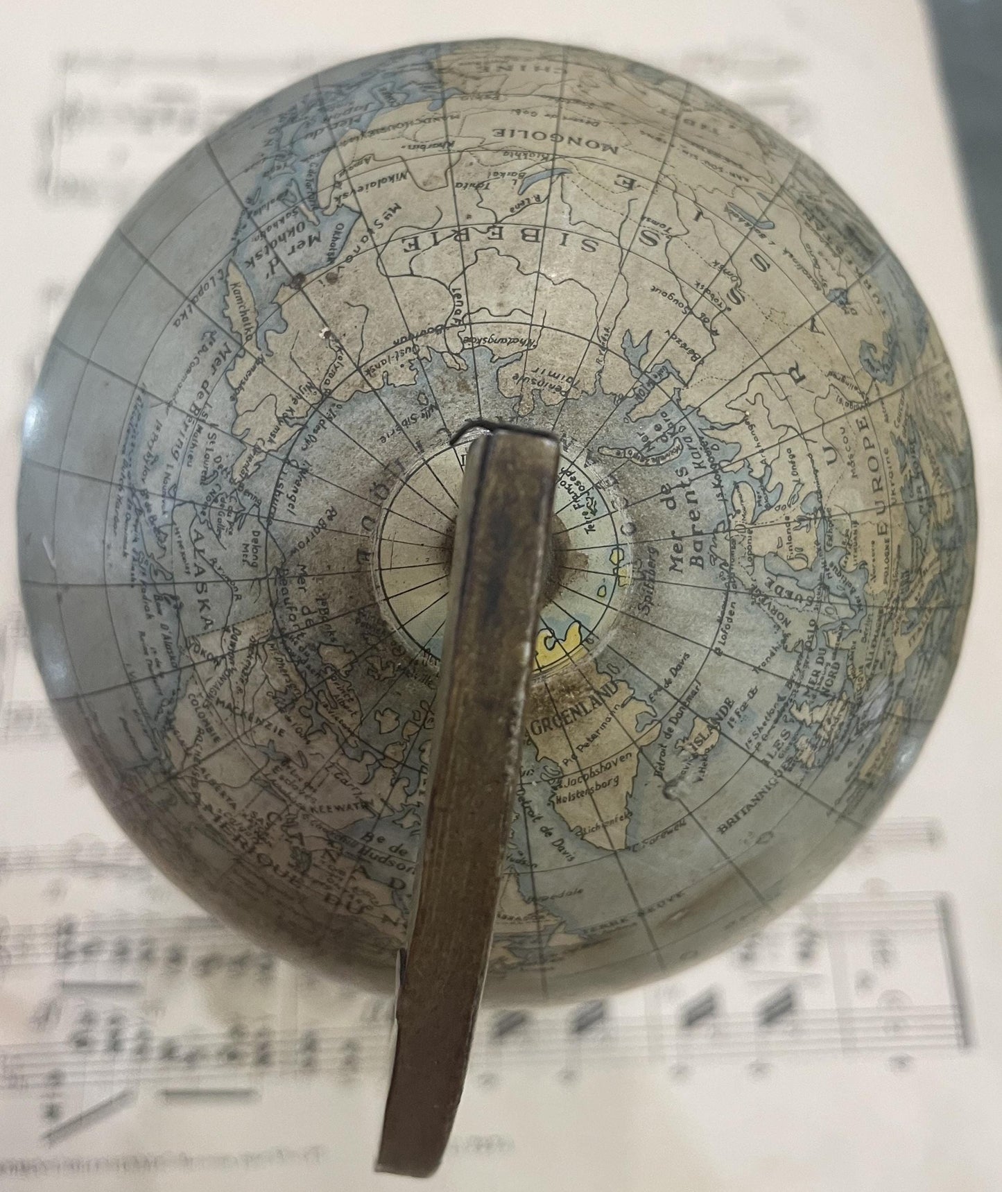 Rare Antique French Tin Globe c1920