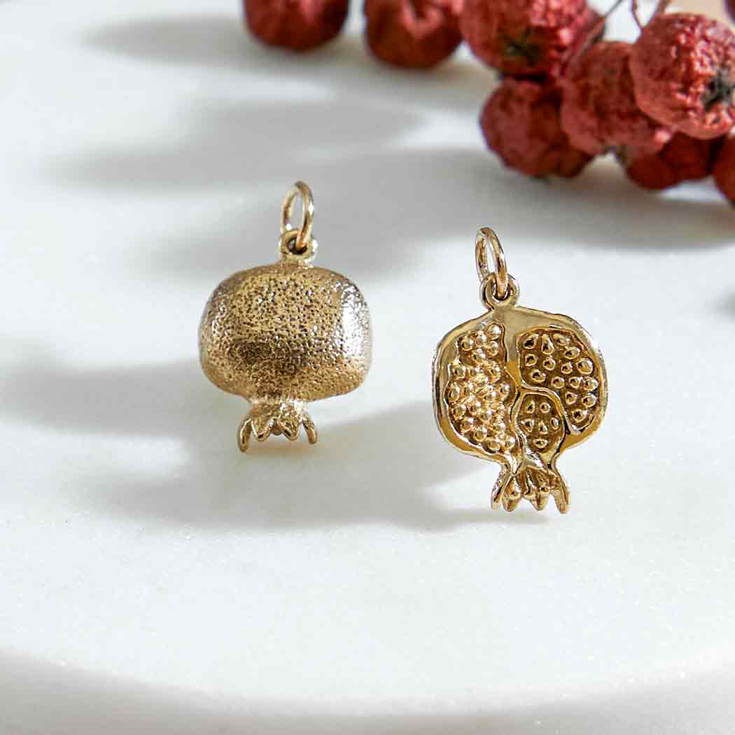 Pomegranate Charm 19x12mm: Bronze
