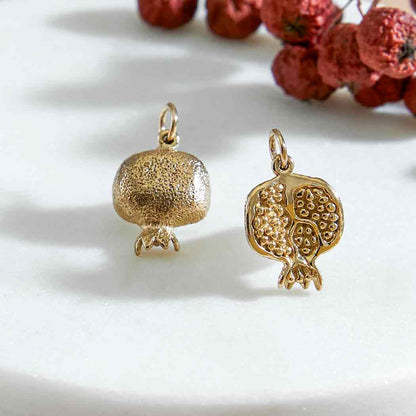 Pomegranate Charm 19x12mm: Bronze