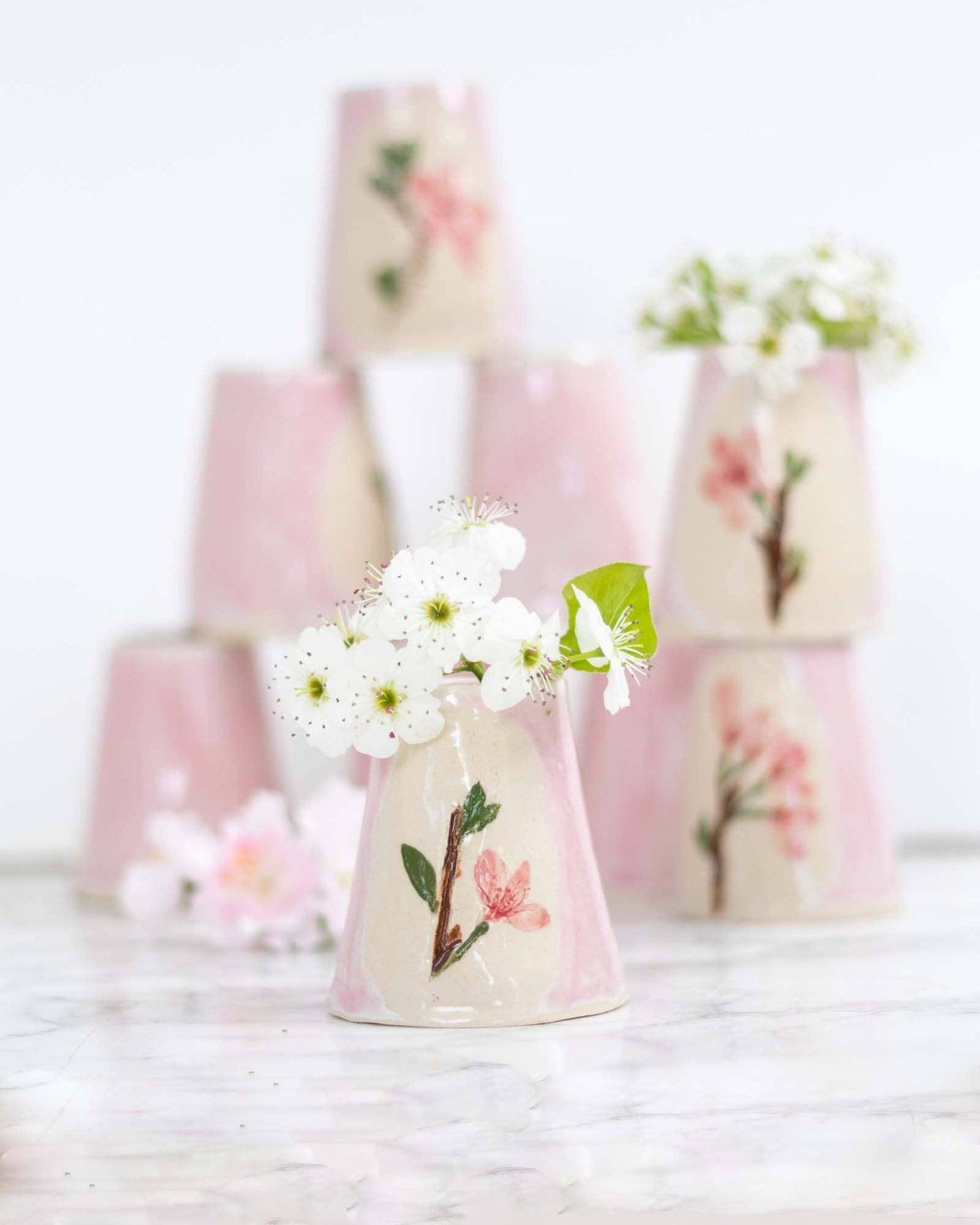 Cherry Blossom Budvase made with pressed flowers