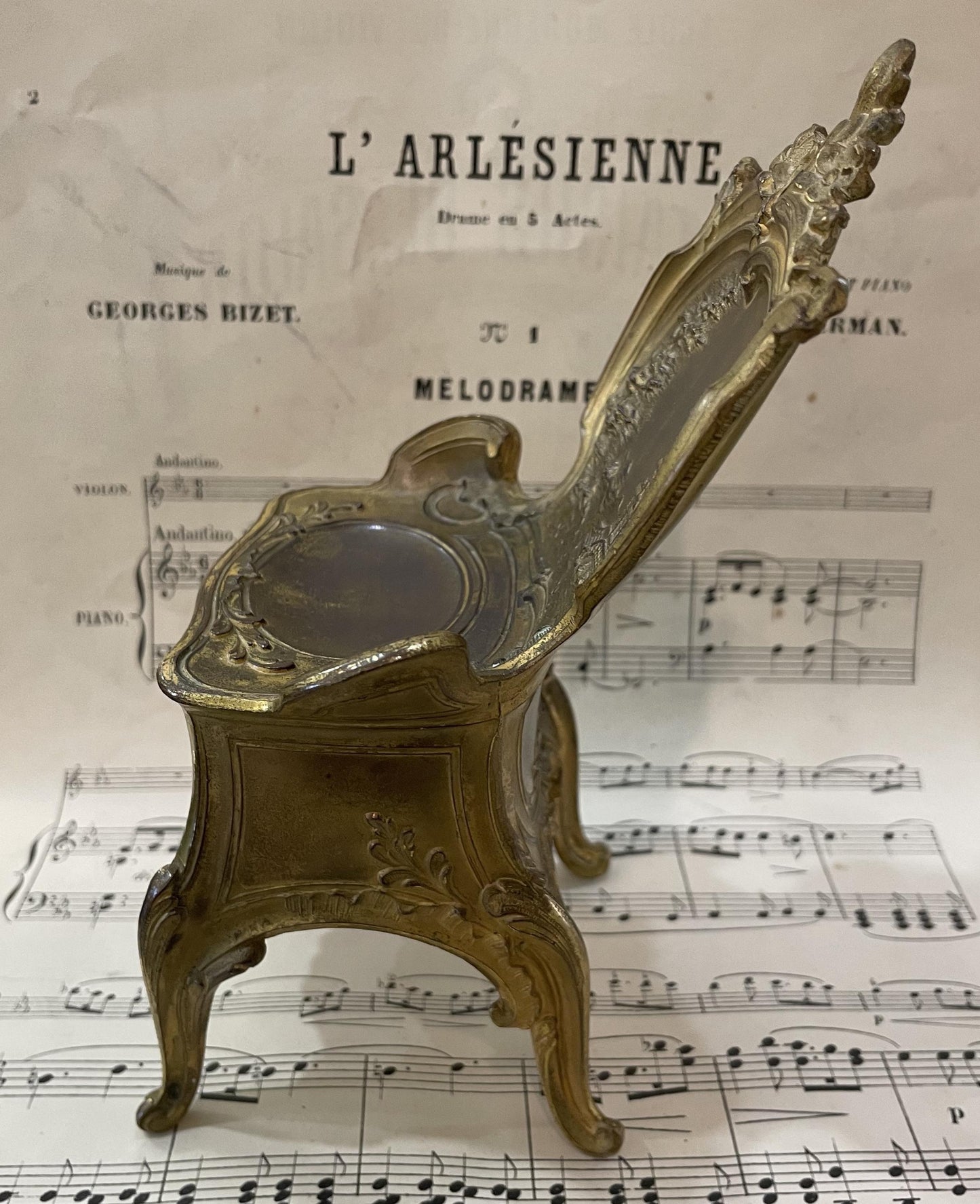 Rare Antique French Furniture Chair Drawer Jewelry Box c1900