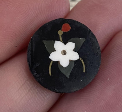 Antique Italian Pietra Dura Inlaid Stone Flower Plaque c1900