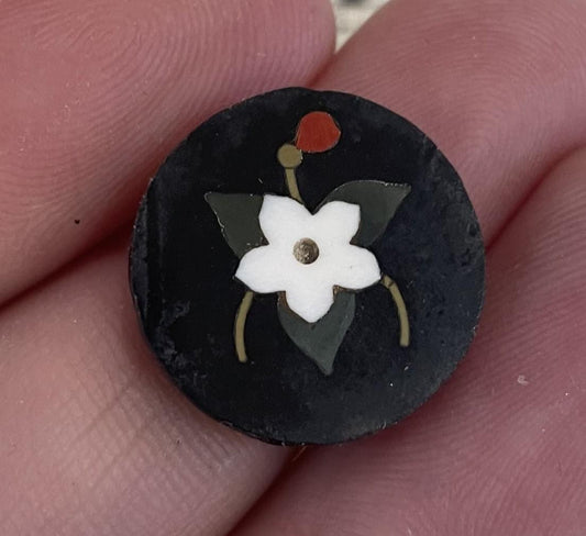 Antique Italian Pietra Dura Inlaid Stone Flower Plaque c1900