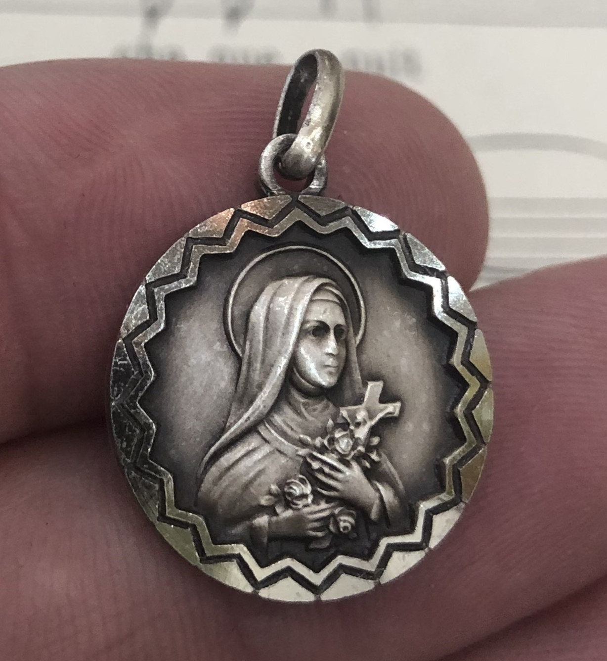 Vintage French St. Therese of Lisieux Religious Medal c1960