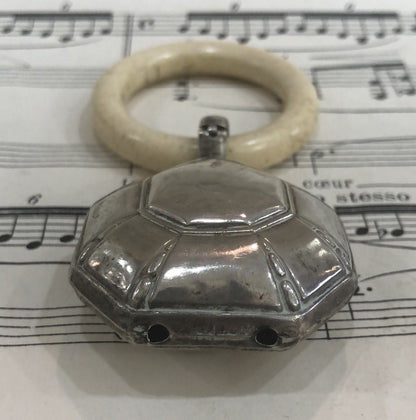 Antique French Art Nouveau Sterling Silver Baby Rattle Teething Ring c1900