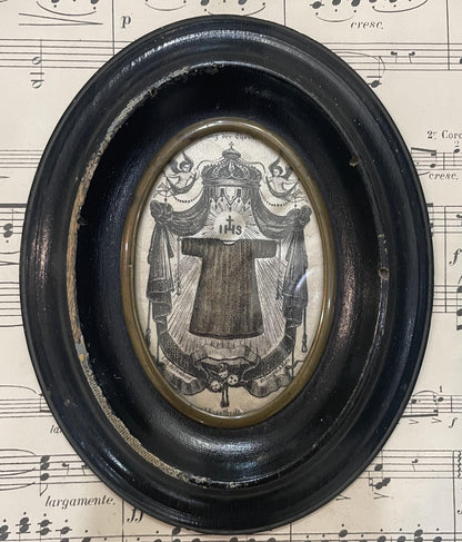 Antique French Ex Voto Holy Robe of Jesus under Glass c1880