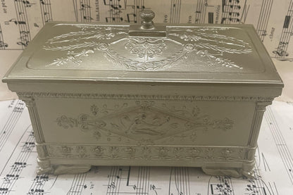 Antique French Jewelry Box with Green Cushion c1940