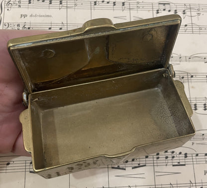 Antique French Brass Stamp Box c1920