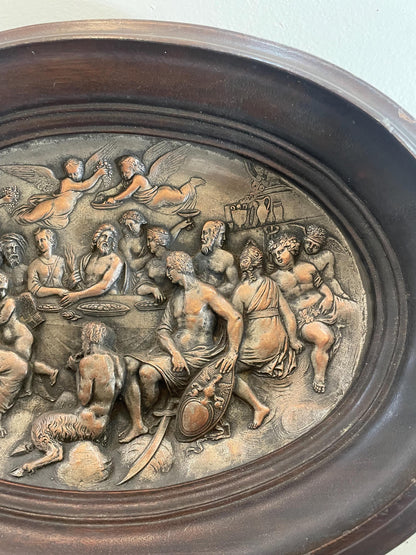 Rare Large Antique Greek Bronze Bas Relief Mythology Pan Angels c1880