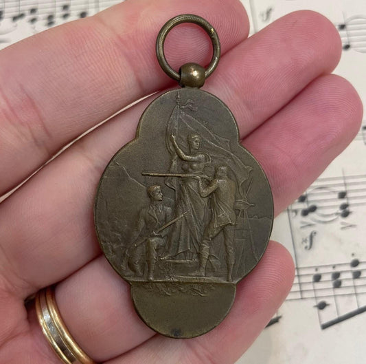 Rare Large Antique French Bronze Medal Shooting Sport c1920