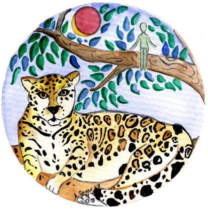 Blood Moon Jaguar - Original Framed Watercolor