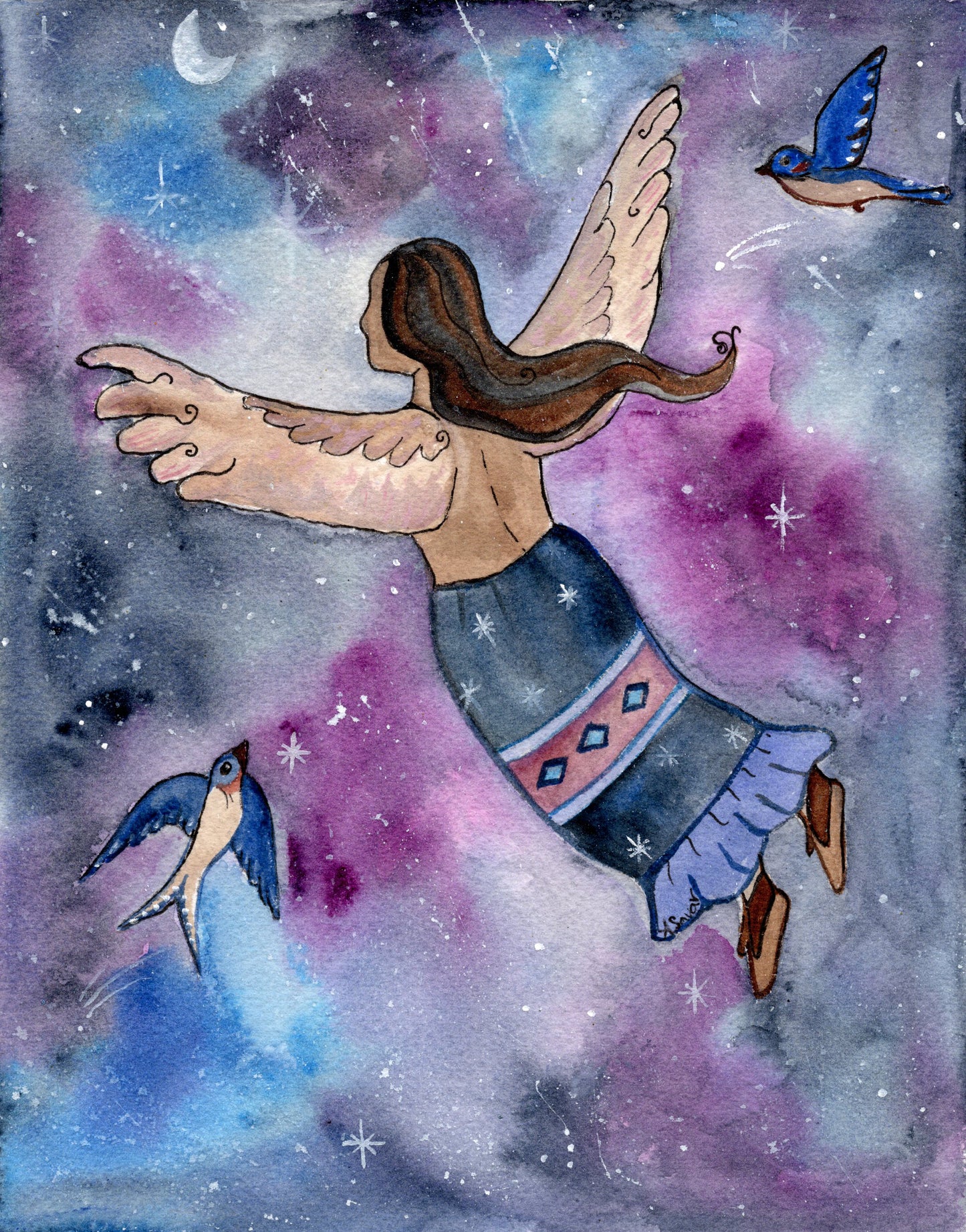 New Wings - Original Framed Watercolor