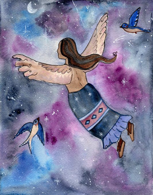 New Wings - Original Framed Watercolor