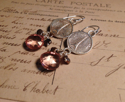 La Vie en Rose earrings with pink topaz and pearls