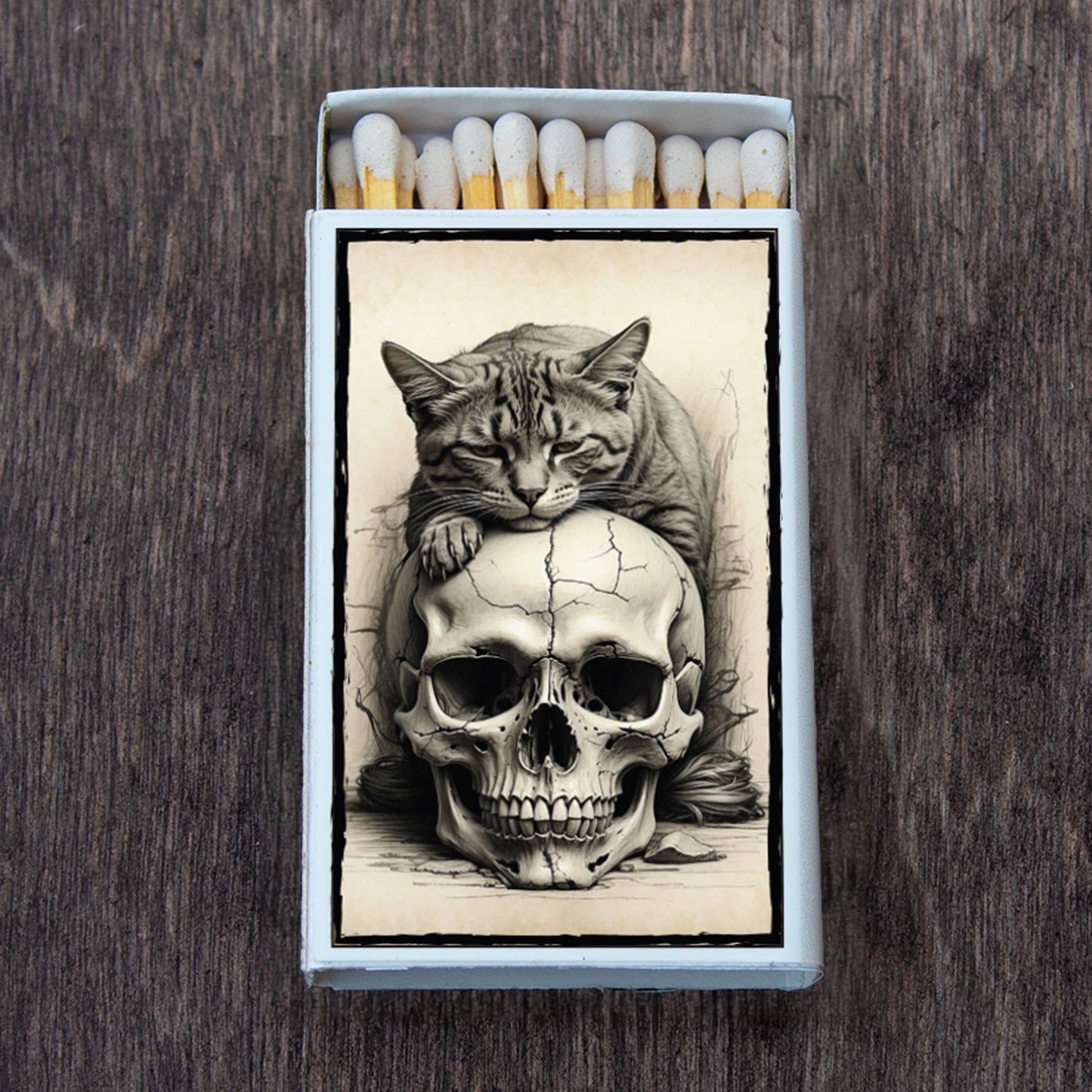 Matches • Cat on Skull • Home Decor for Candles and Incense