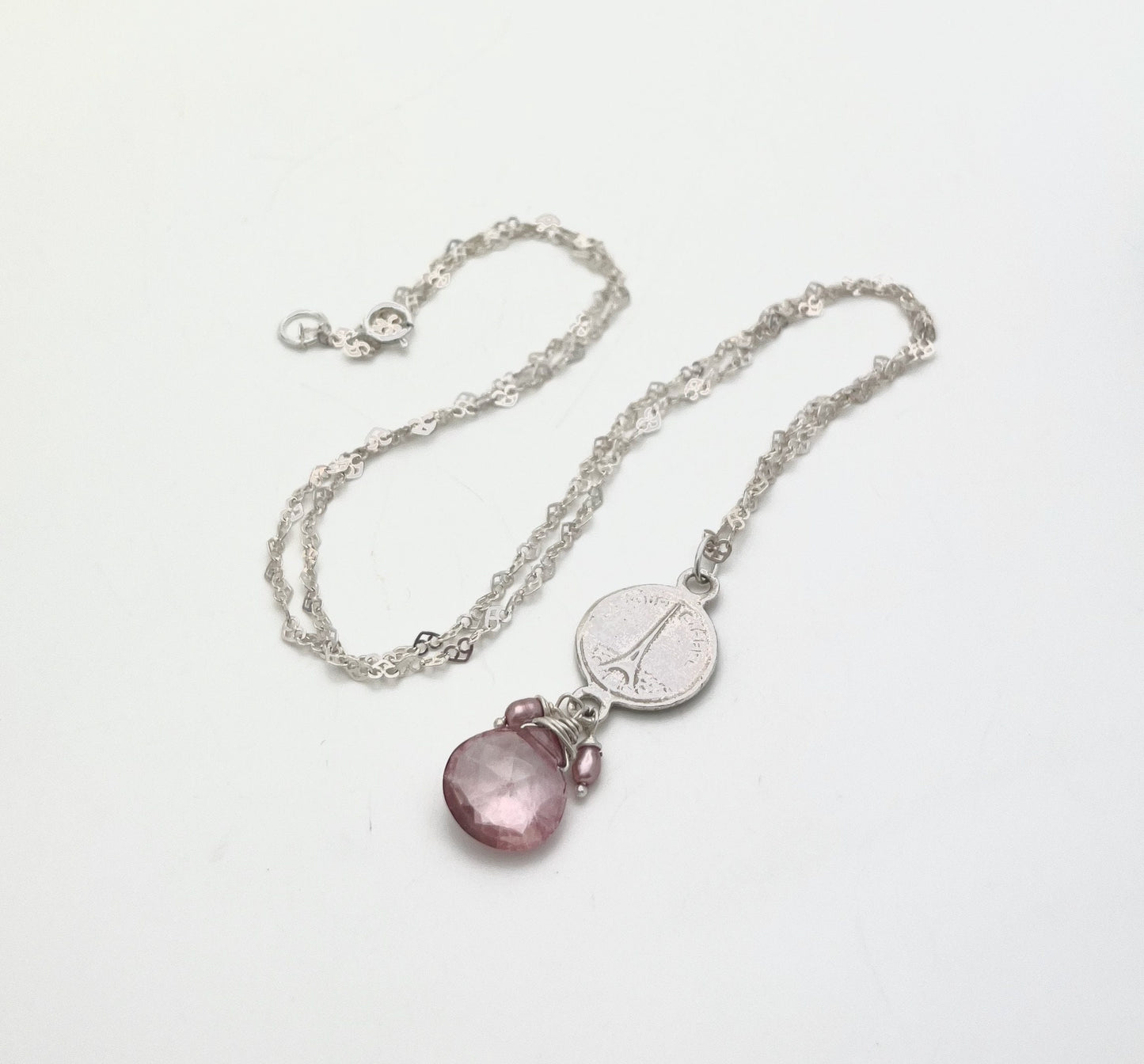 La Vie en Rose necklace with pink topaz and pearls