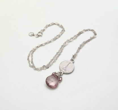 La Vie en Rose necklace with pink topaz and pearls