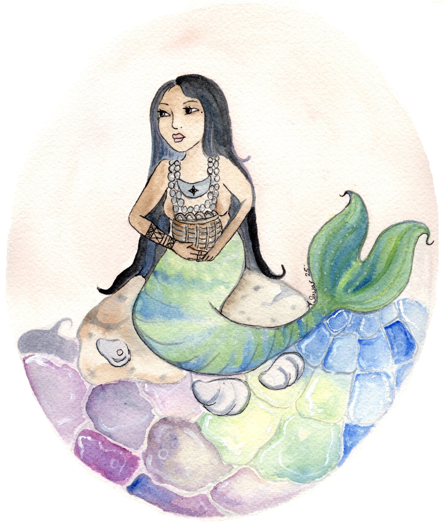 Southeastern Mermaid - Original Framed Watercolor