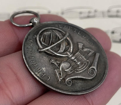 Large Antique French Sterling Silver Art Nouveau Pendant Science c1887