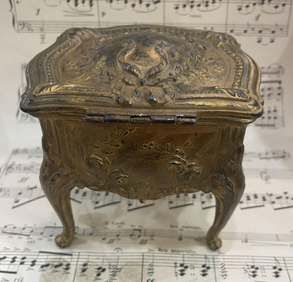 Antique French Furniture Jewelry Box with Green Cushion c1900