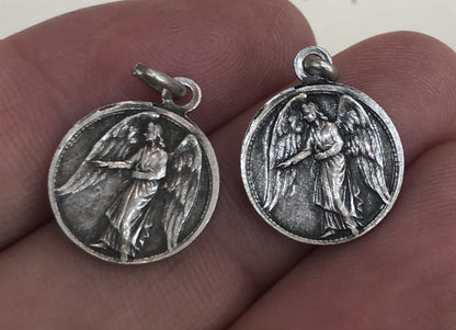 Lot of 2 Antique French St. Anne / Angel Religious Medals c1940