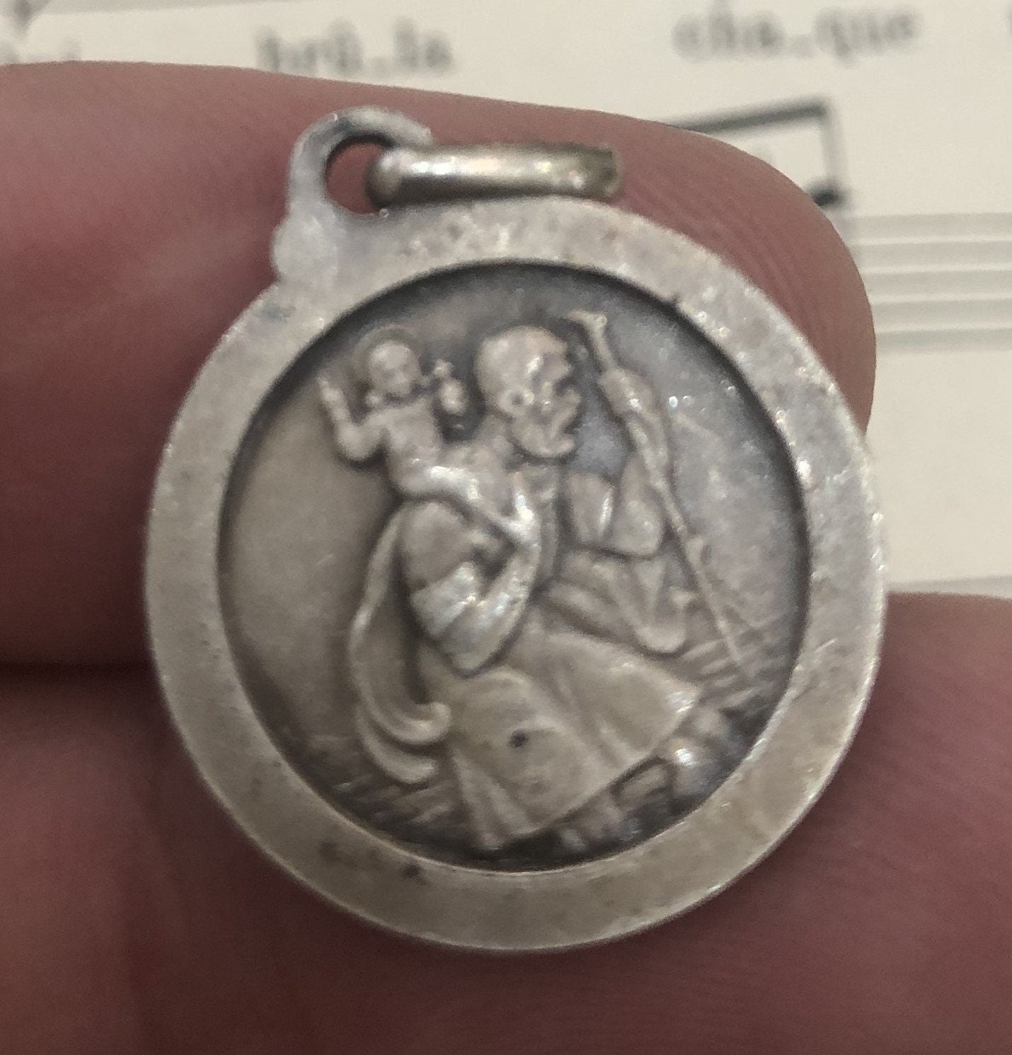 Vintage French St. Therese of Lisieux St Christopher Religious Medal c1960