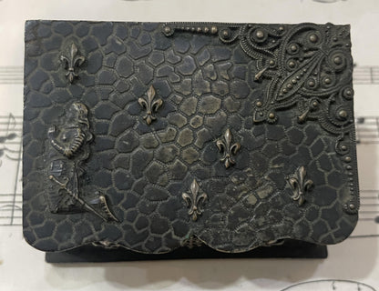 Rare Antique French Joan of Arc Stamp Box Fleur de Lys c1900