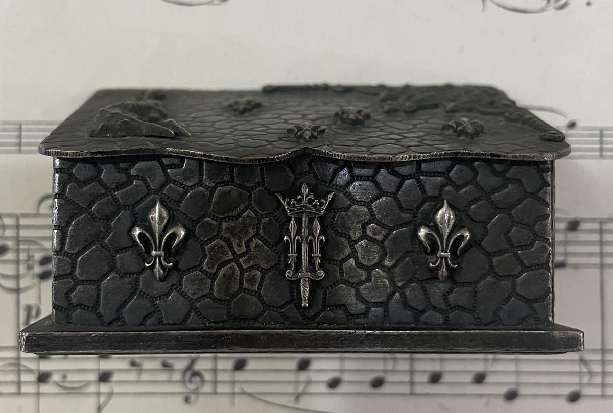 Rare Antique French Joan of Arc Stamp Box Fleur de Lys c1900