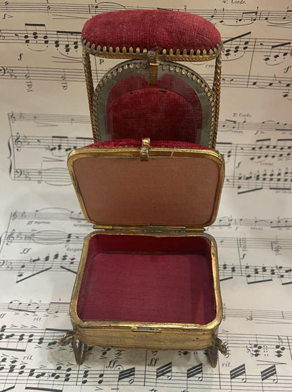 Rare Antique French Jewelry Box Prie-Dieu with Mirror c1900