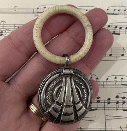 Antique French Art Nouveau Sterling Silver Baby Rattle c1900