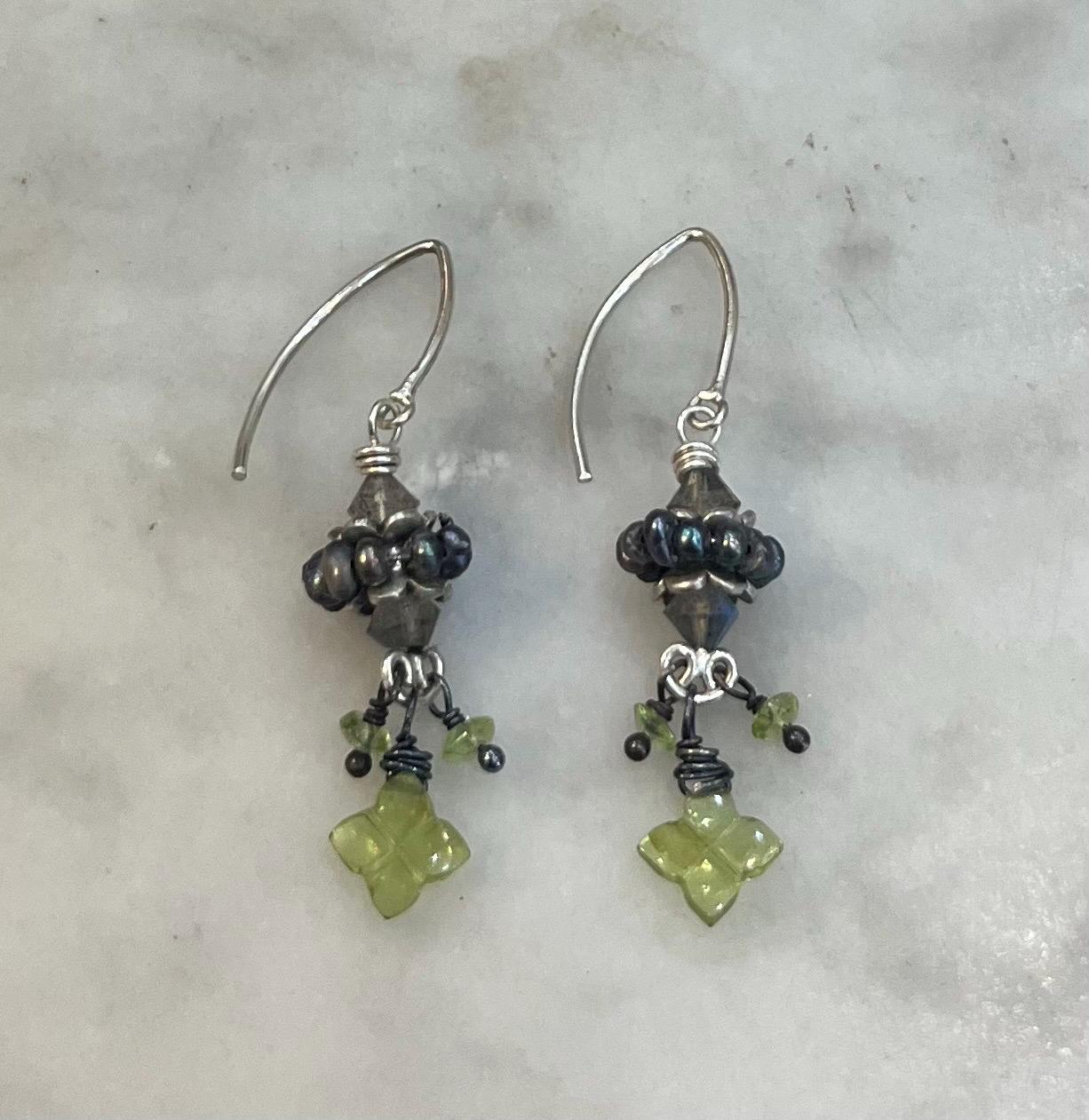 Lucky Peridot Earrings with sterling silver