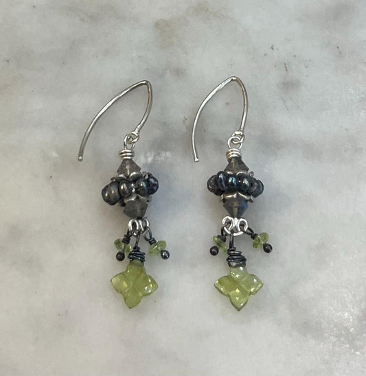 Lucky Peridot Earrings with sterling silver