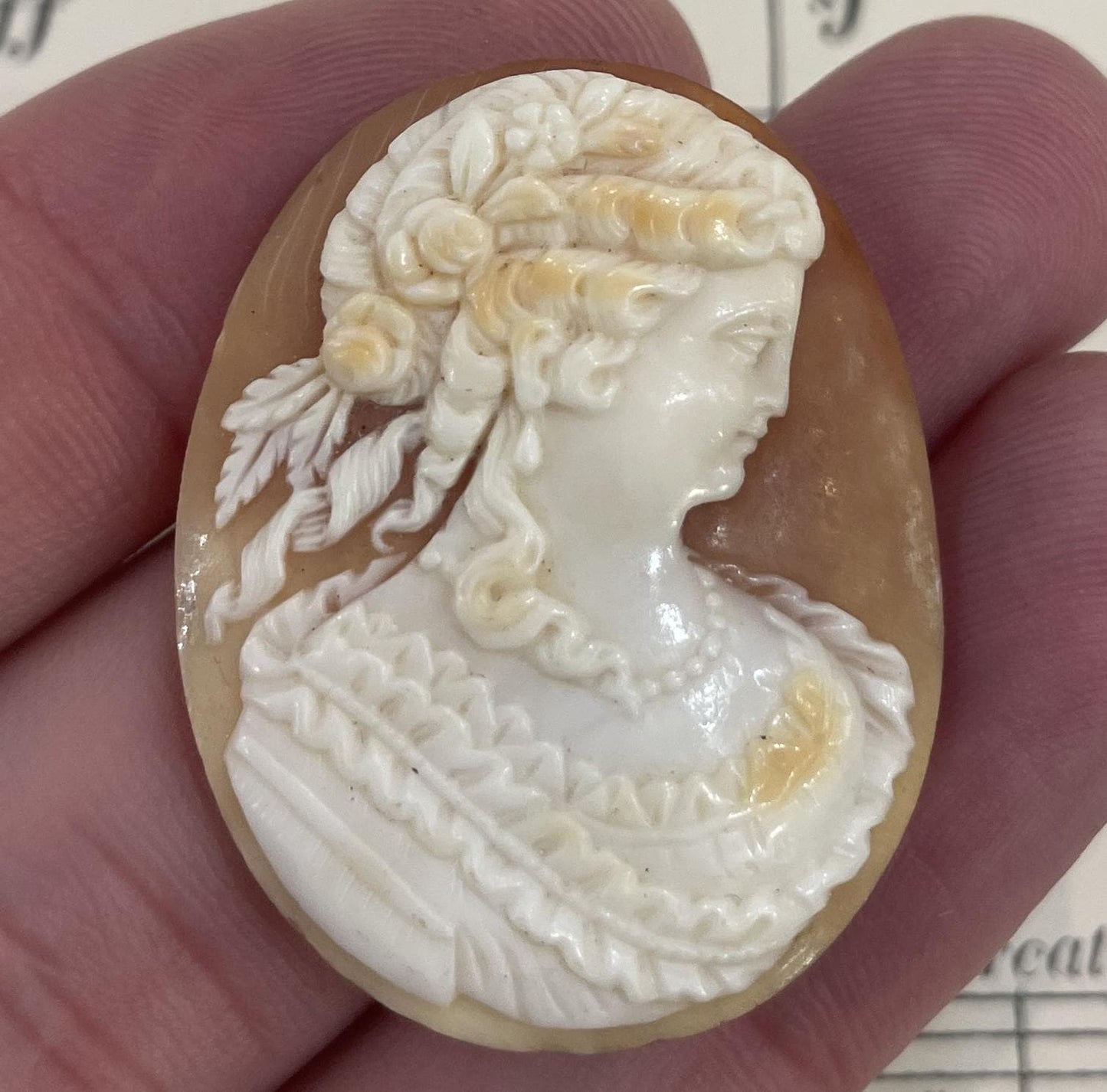 Rare Antique Italian Carved Shell Cameo Mythology Roman Goddess c1900