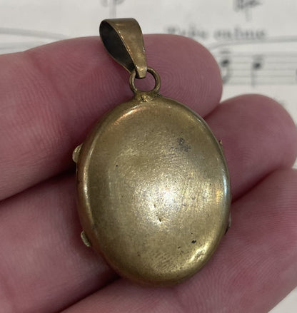 Antique French Art Nouveau Locket Pendant Porcelain c1920