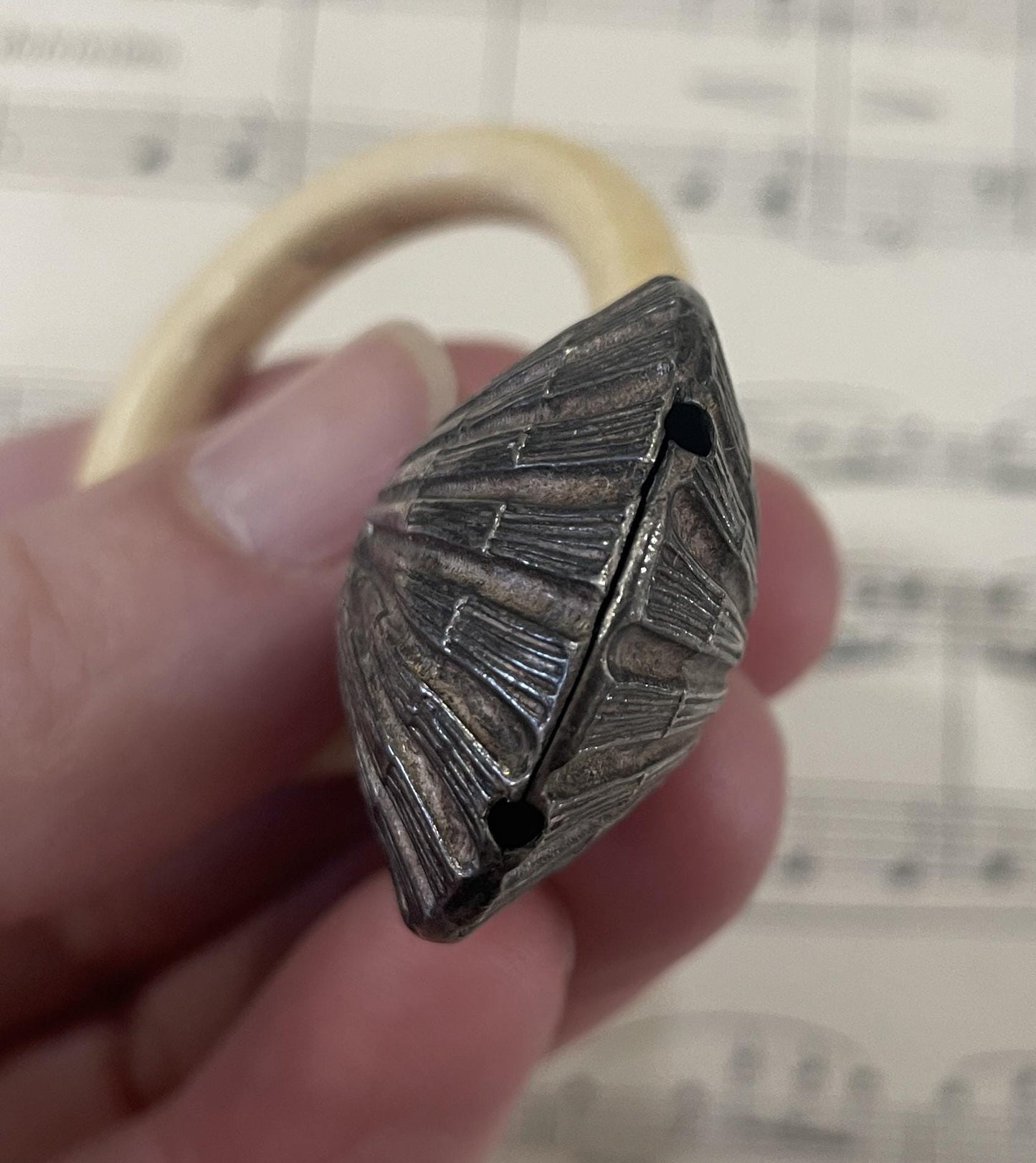 Antique French Art Nouveau Sterling Silver Baby Rattle Shell c1900