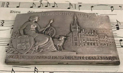Antique French Bronze Plaque Tourcoing Gymnastics c1927