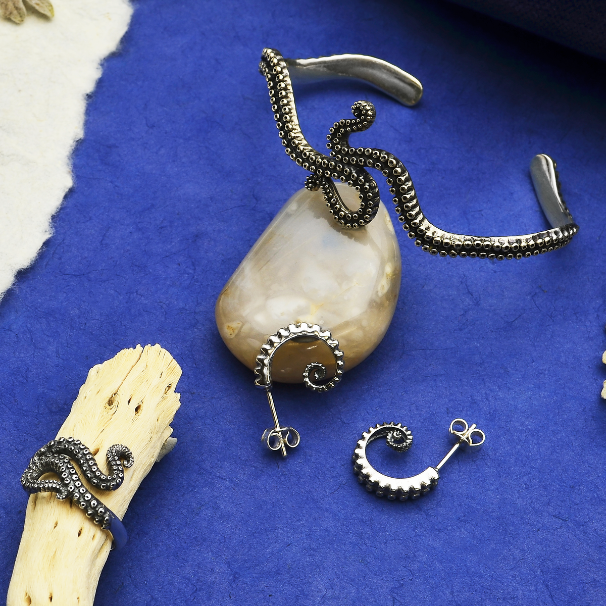 Sterling Silver Octopus Tentacle Ring: Sterling Silver