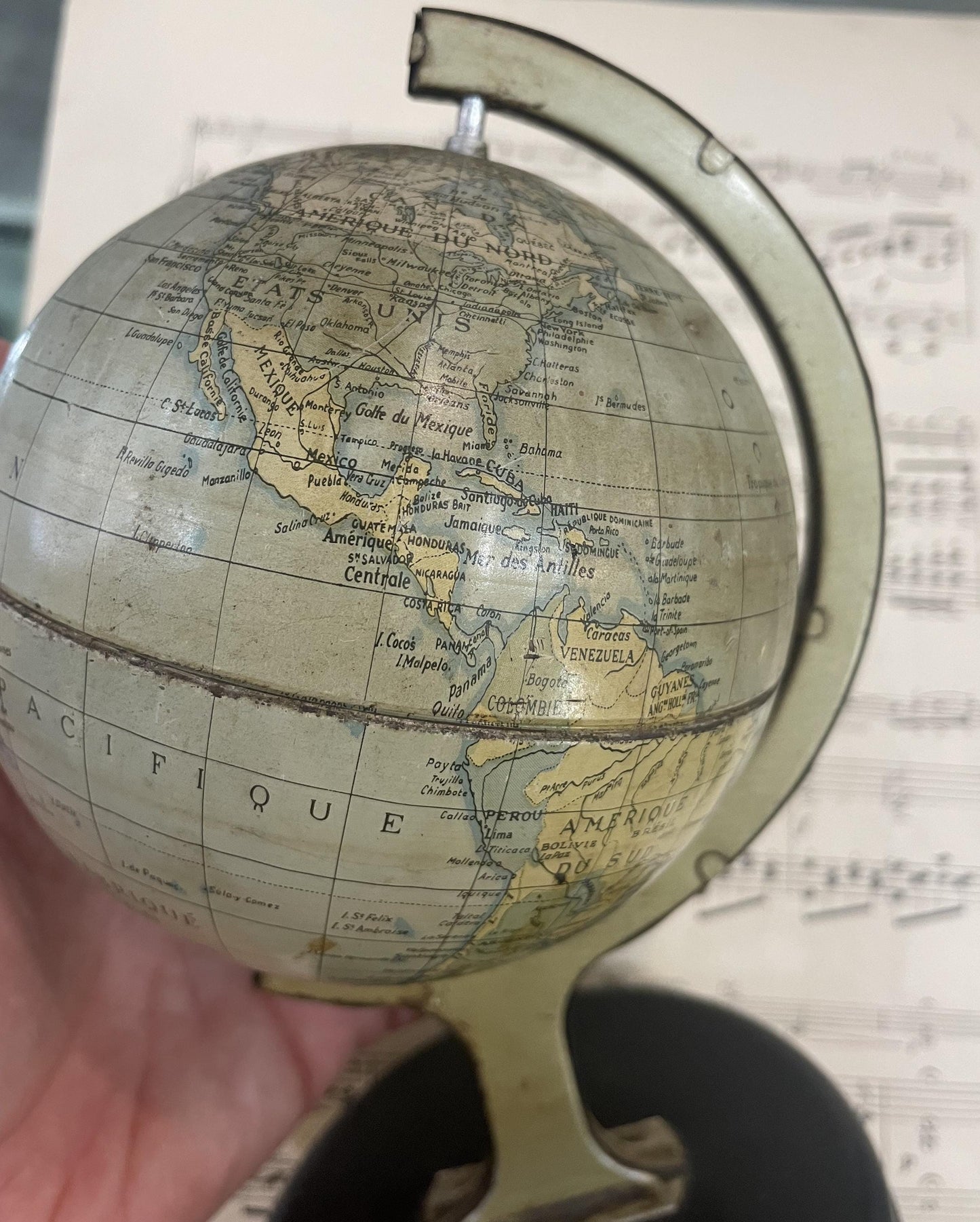 Rare Antique French Tin Globe c1920