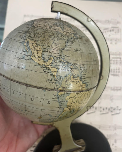 Rare Antique French Tin Globe c1920