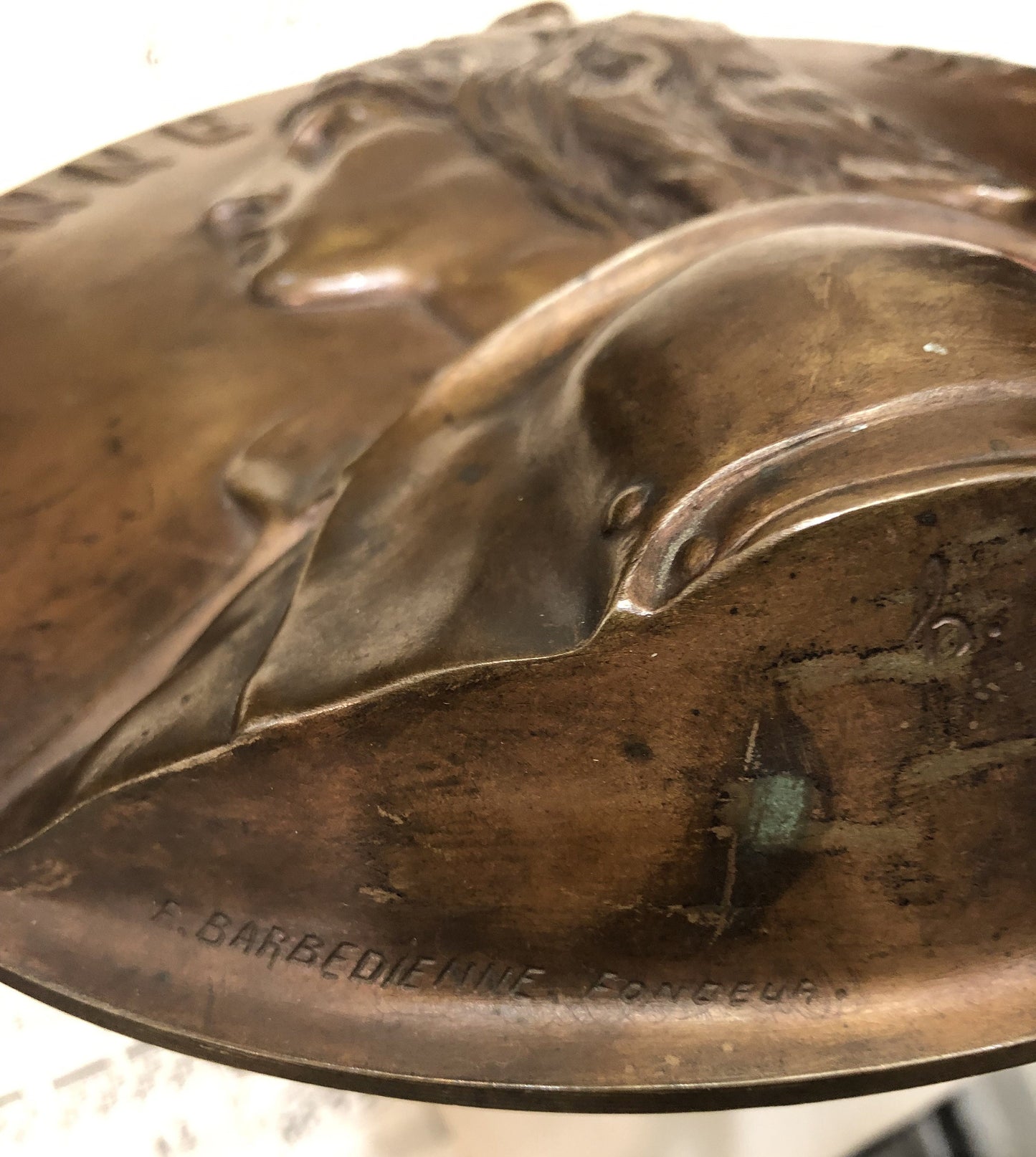 Rare Large Antique French BARBEDIENNE Joan of Arc Bronze Wall Piece by Chapu c1860-1880