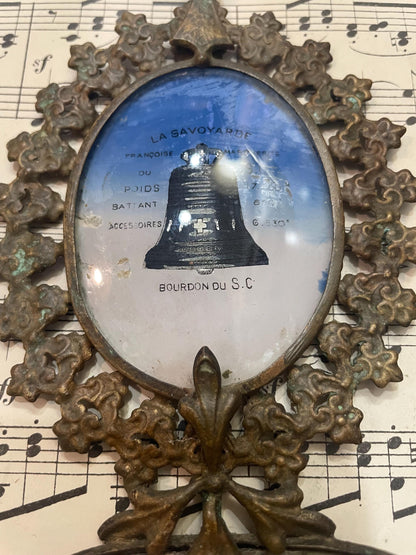 Small Antique French Sacre Coeur Montmartre Bell Holy Water Font Mother of Pearl c1920