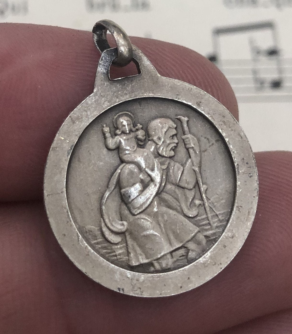 Vintage French St. Therese of Lisieux St Christopher Religious Medal c1960