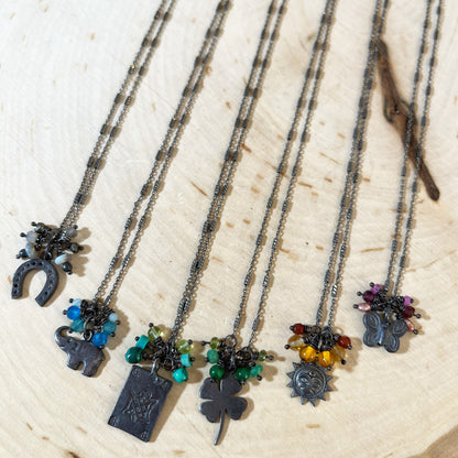 Sterling silver Butterfly charm necklace with gemstones