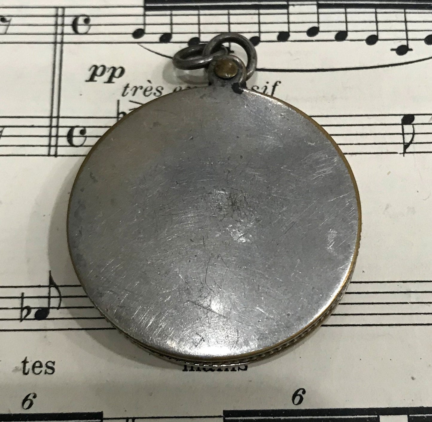 Antique French Art Nouveau Sliding Mirror Pendant Alsatian Cross Shield with Boat c1900