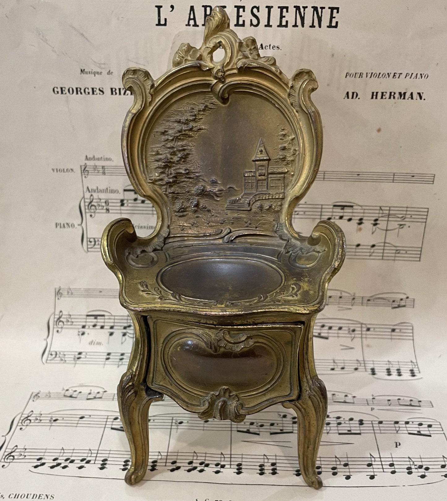 Rare Antique French Furniture Chair Drawer Jewelry Box c1900