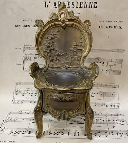 Rare Antique French Furniture Chair Drawer Jewelry Box c1900