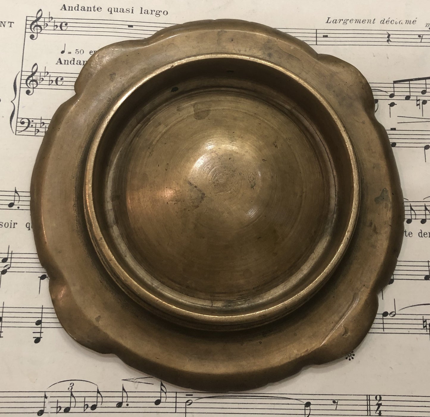 Antique French Bronze Tray Art Nouveau Initials M.S. c1920